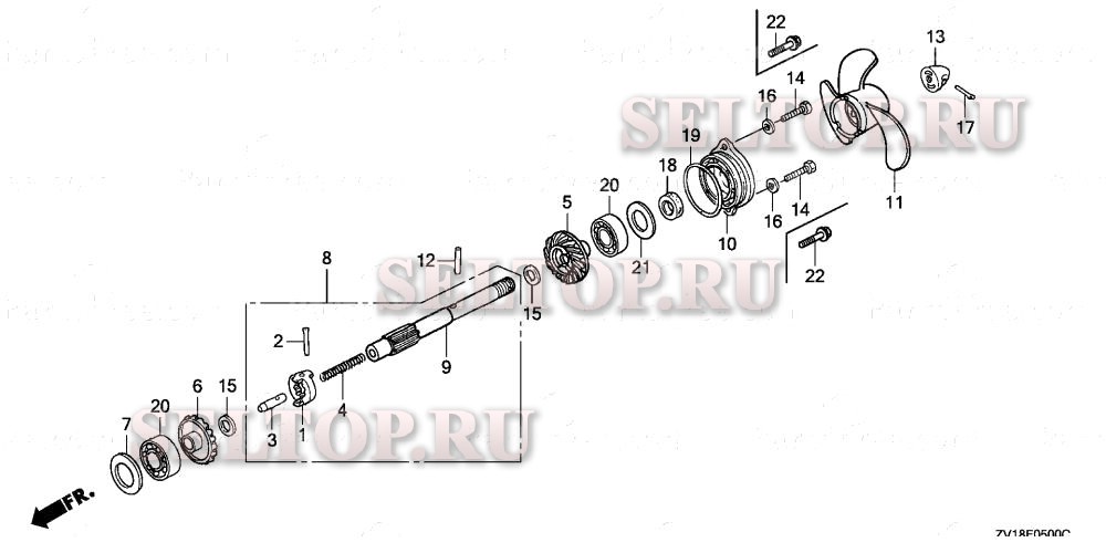 Карданный вал, гребной винт для Honda BF5A5 LA