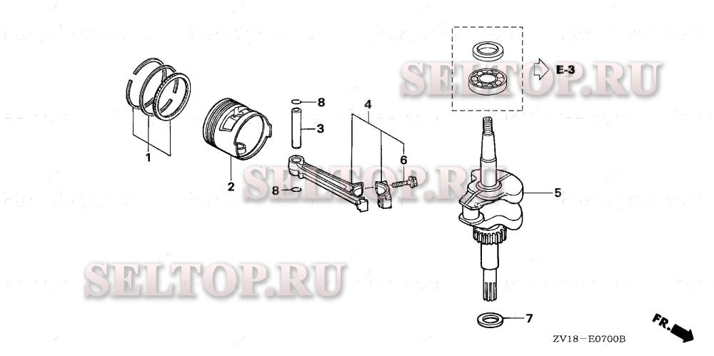 Коленвал, поршень для Honda BF5AK0 LA