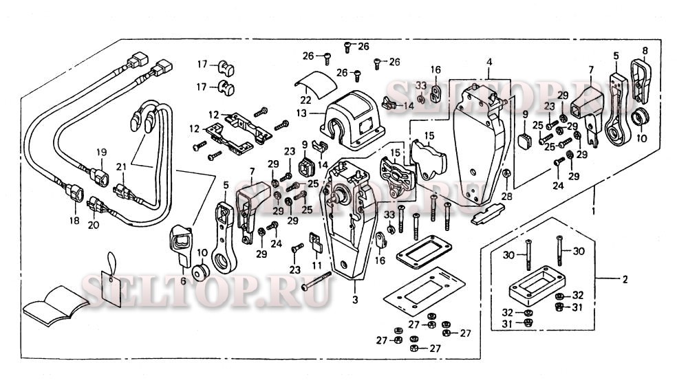Дистанционное управление (верхняя опора двутипная) (правая) для Honda BF75AX LRTA