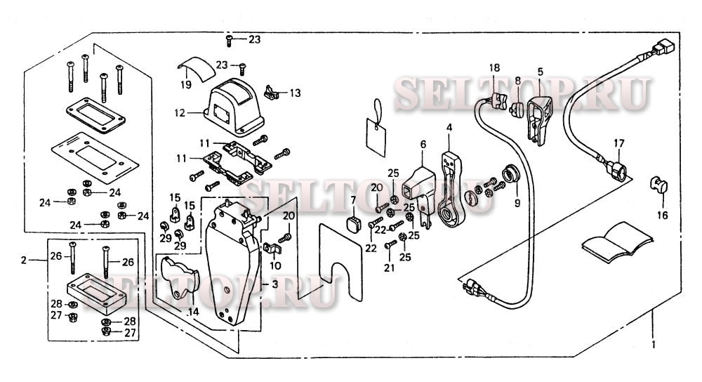 Дистанционное управление (верхняя опора однотипная) (левая) для Honda BF75AX LRTA