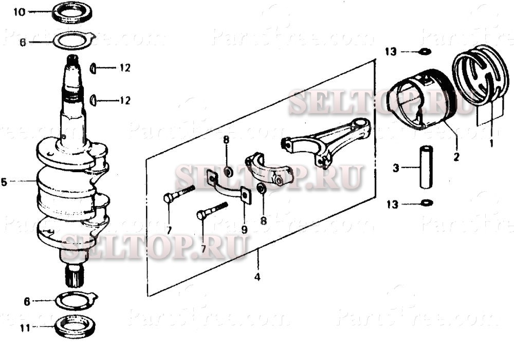 Поршень, коленвал для Honda BF75B SA