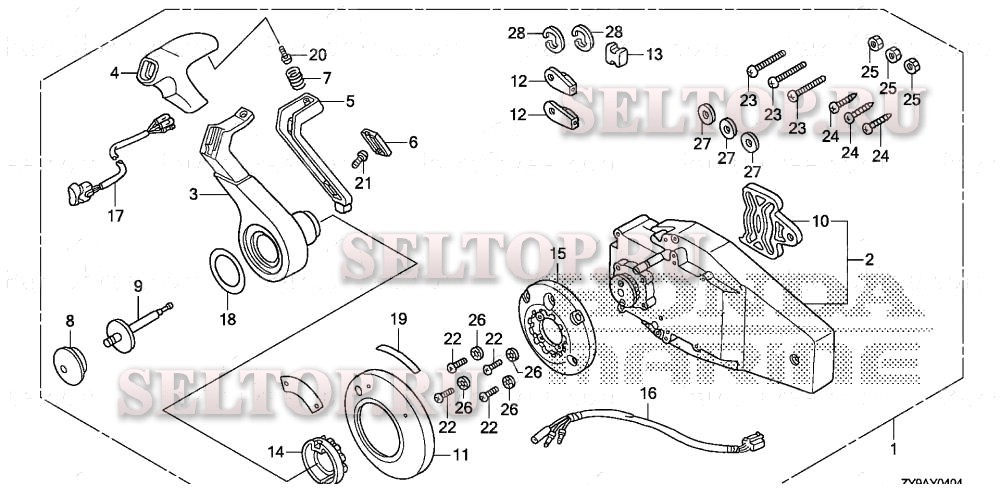 Дистанционное управление (заподлицо) (правая) для Honda BF75DK2 LRTA