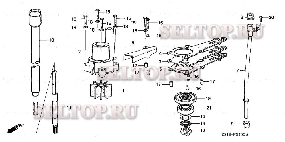 Вертикальный вал для Honda BF8A5 SA