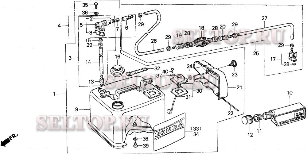 Топливный бак (1) для Honda BF8AK LA