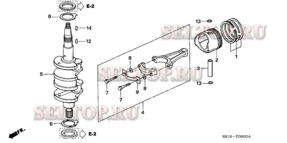Поршень, коленвал для Honda BF8AX XA