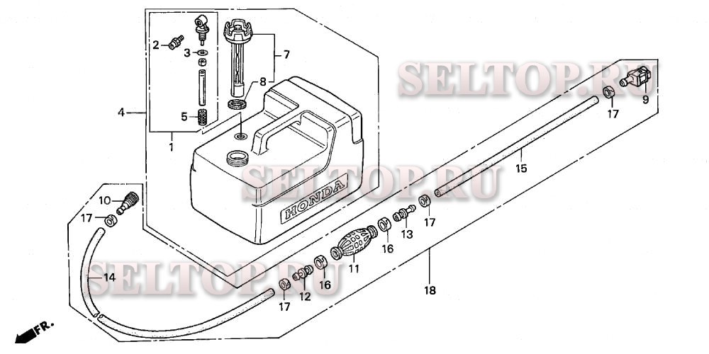 Топливный бак для Honda BF8D2 SRA