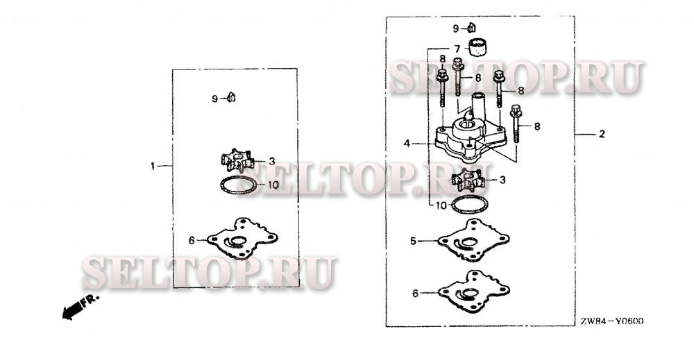 Комплект крыльчатки насоса для Honda BF8D2 SRA
