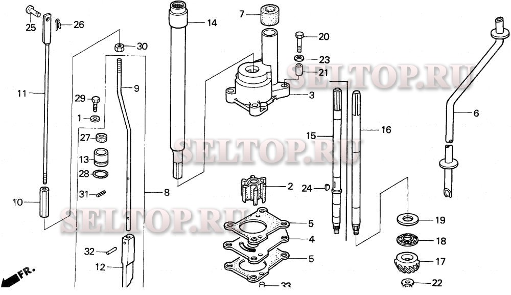Вертикальный вал для Honda BF9.9AH SA