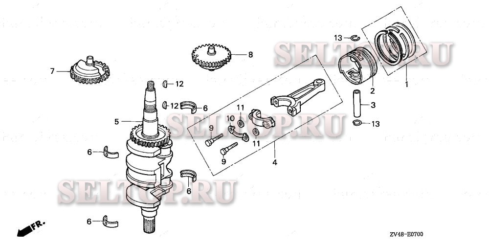 Коленвал, поршень для Honda BF9.9AY XAS