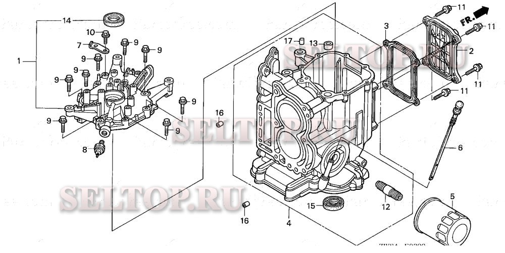 Крышка картера для Honda BF9.9D1 SHSA