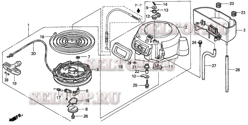 Ручной стартер для Honda BF9.9D1 SHSA
