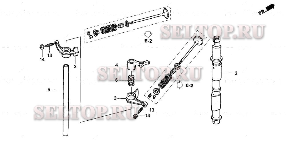 Распредвал, клапана для Honda BF9.9D4 LHSA