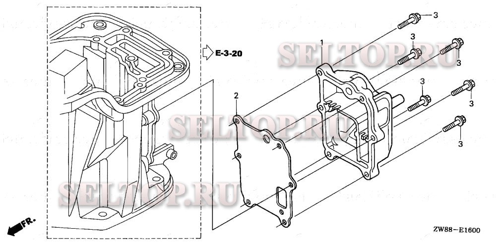 Крышка выпускного коллектора для Honda BF9.9D4 LHSA