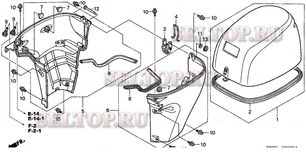Крышка двигателя для Honda BF9.9D4 SRTA