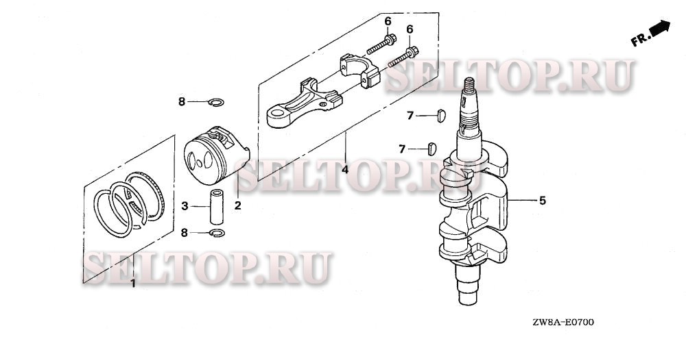 Коленвал, поршень для Honda BF9.9D5 LHA