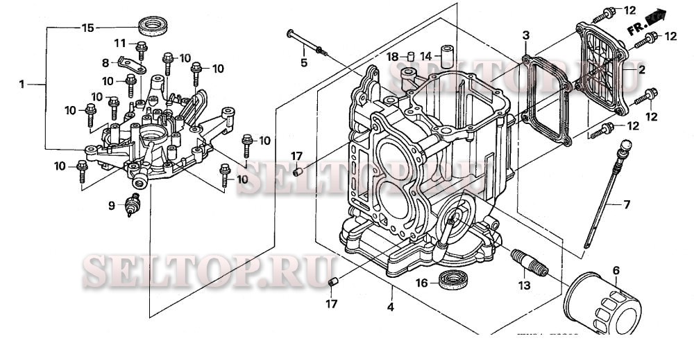 Блок цилиндров, крышка картера для Honda BF9.9D5 LHA