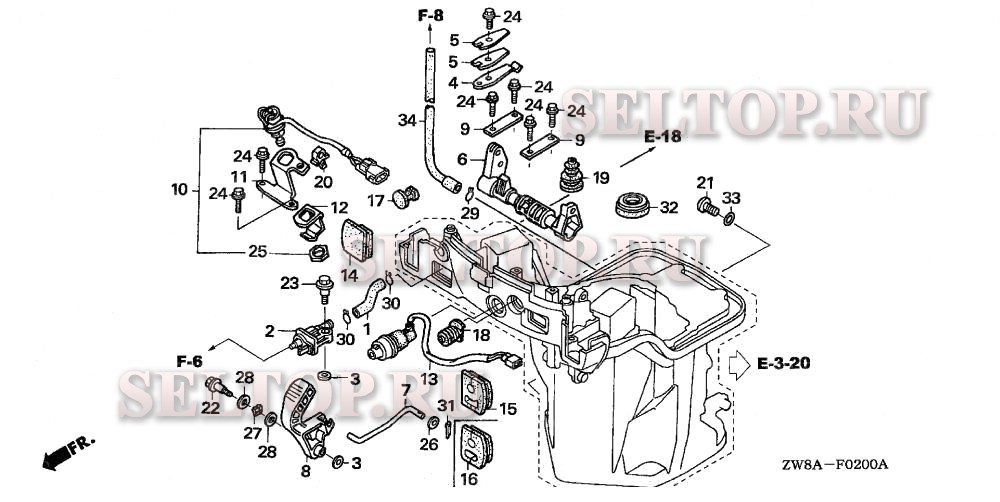 Ось вилки переключения (технические характеристики) для Honda BF9.9D5 LHA