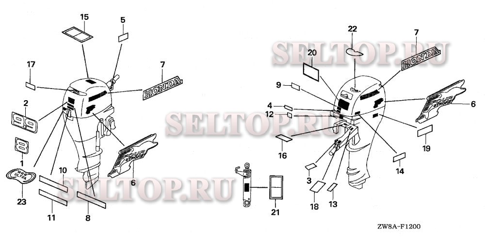 Этикетки для Honda BF9.9D5 LRA