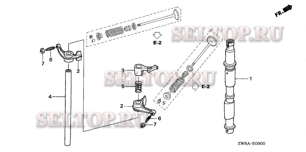 Распредвал, клапана для Honda BF9.9D5 SHSA