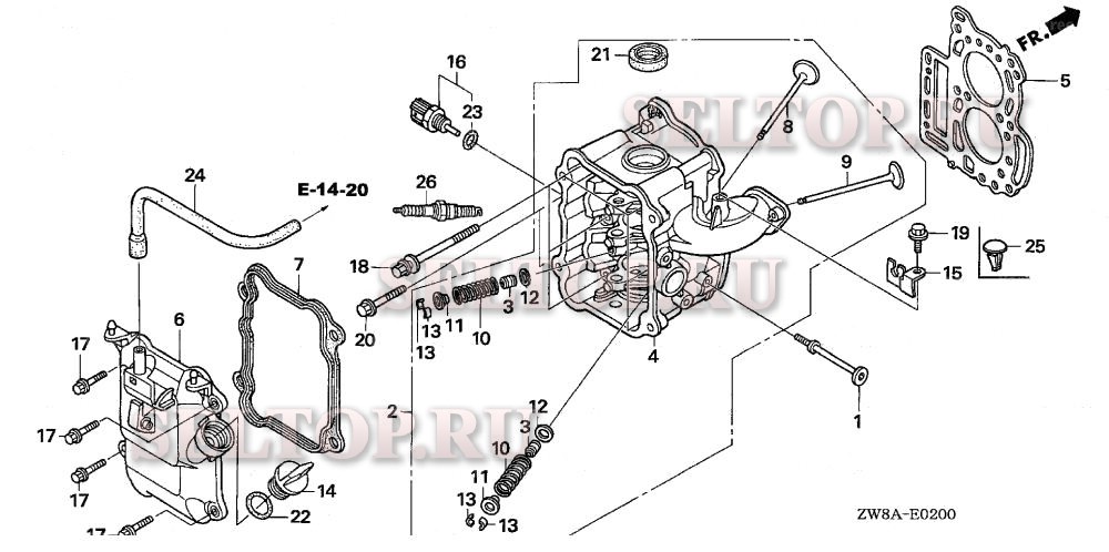 Головка цилиндра для Honda BF9.9D5 SHSA