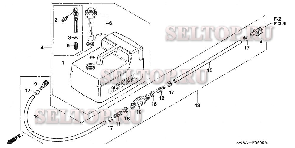 Топливный бак для Honda BF9.9D5 SHSA
