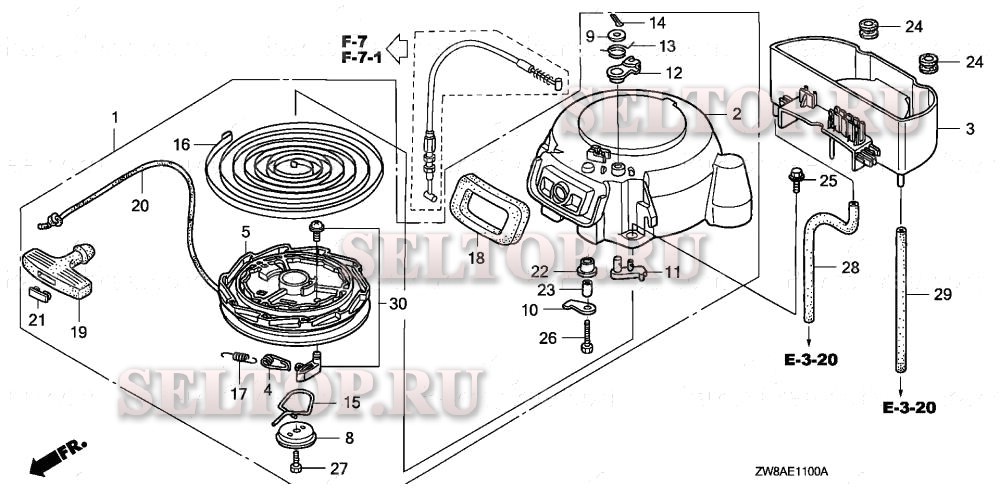 Ручной стартер для Honda BF9.9D5 SHSA
