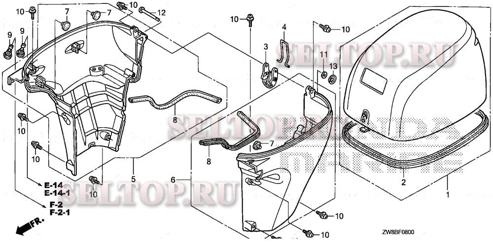 Крышка двигателя для Honda BF9.9DK2 LRA