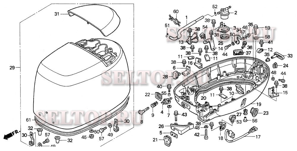 Низ картера двигателя, крышка двигателя для Honda BF90AT LHTA