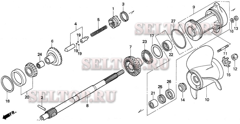 Гребной винт (1) для Honda BF90AT LHTA