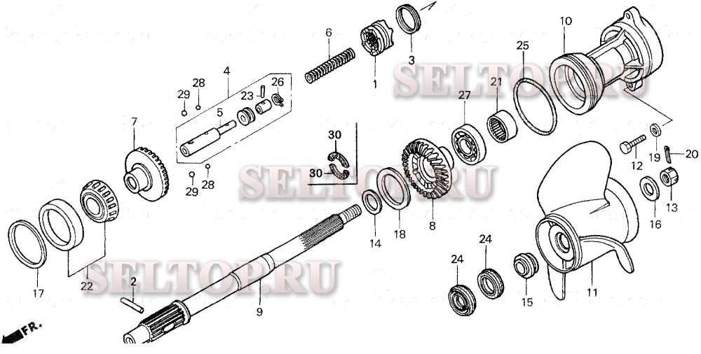 Гребной винт (2) для Honda BF90AX XRTA