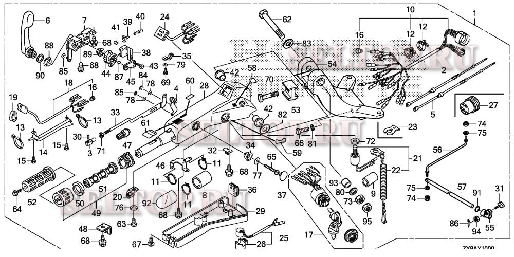 Комплект рукоятки для Honda BF90DK4 LRTA