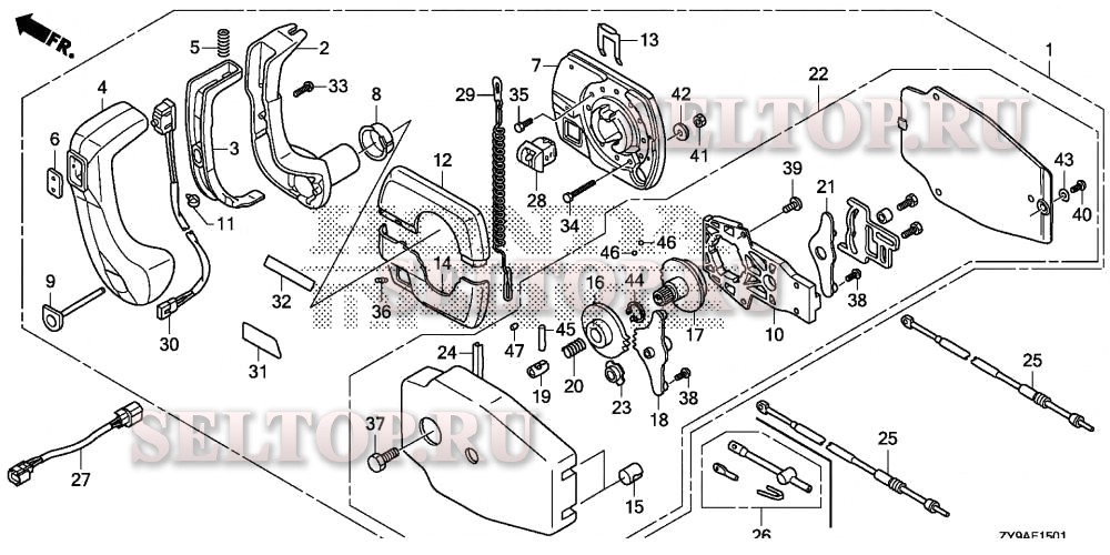 Дистанционное управление (2) для Honda BF90DK4 LRTA