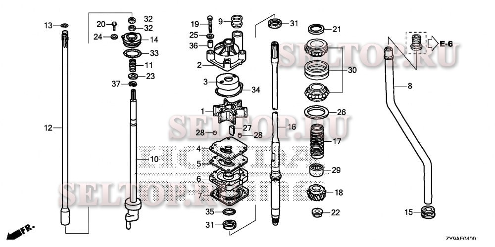 Водяной насос, вертикальный вал для Honda BF90DK4 LRTA