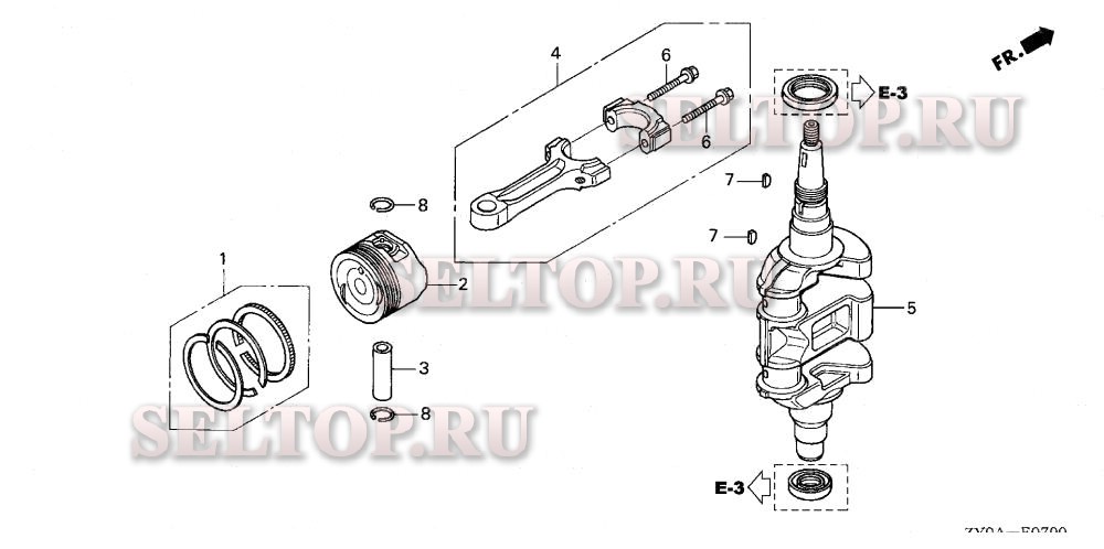 Коленвал, поршень для Honda BFP15D6 XHTA