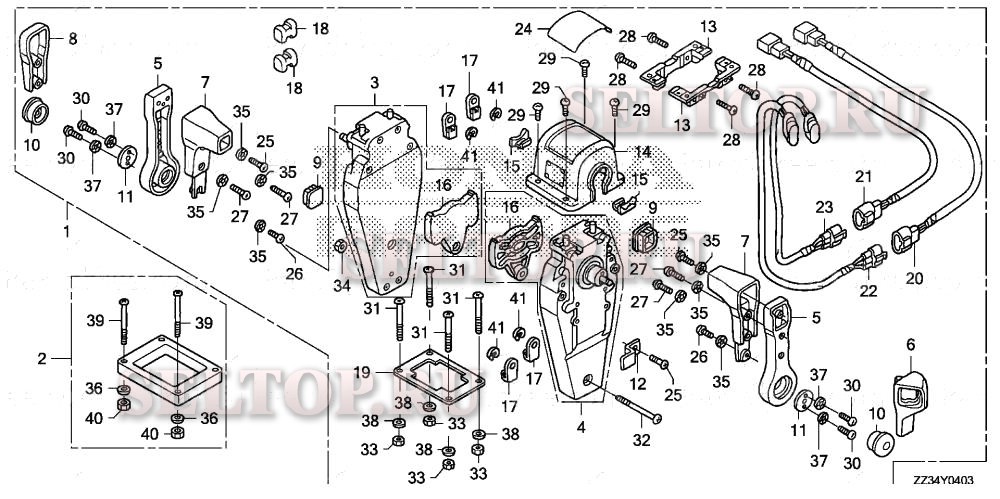 Пульт дистанционного управления (верхняя опора двутипная) (левая) для Honda BFP60A LRTA
