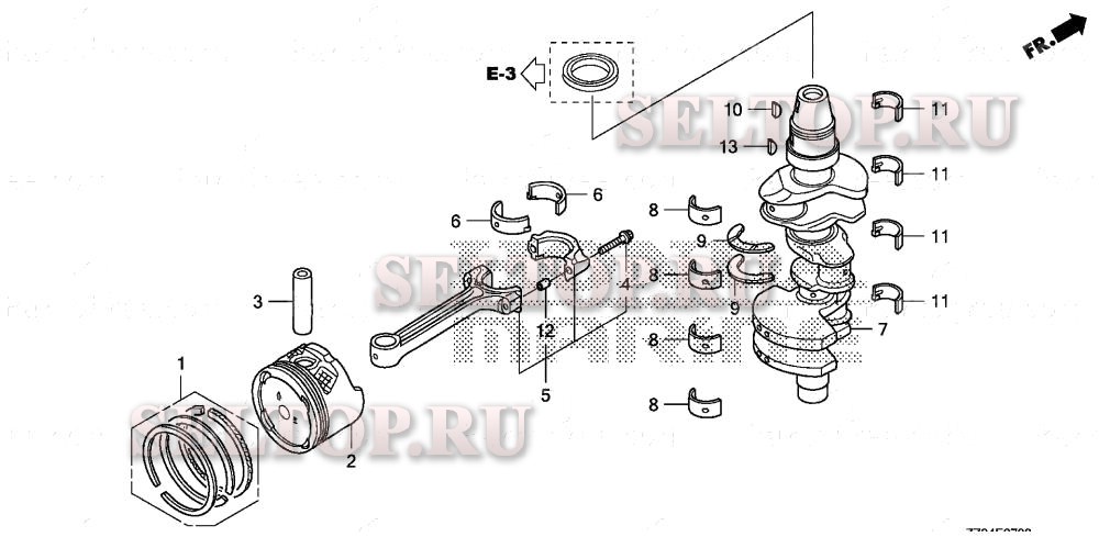 Коленвал, поршень для Honda BFP60A LRTB