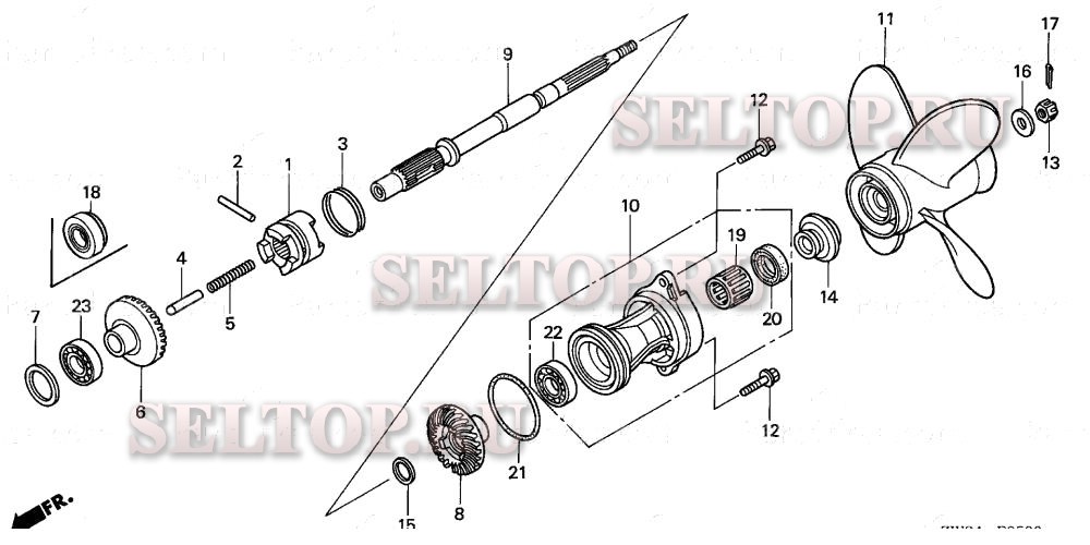 Карданный вал, гребной винт для Honda BFP8D1 LHA