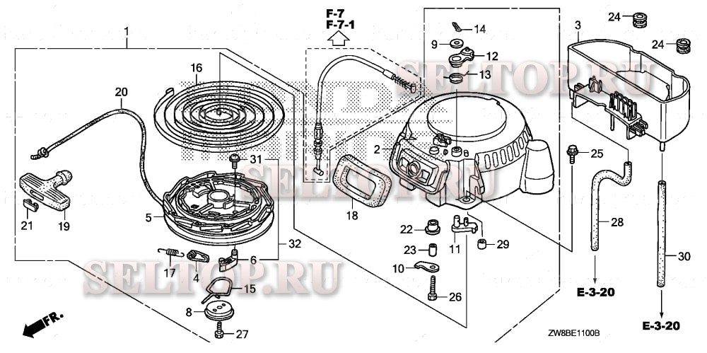 Ручной стартер для Honda BFP8DK0 XHSA