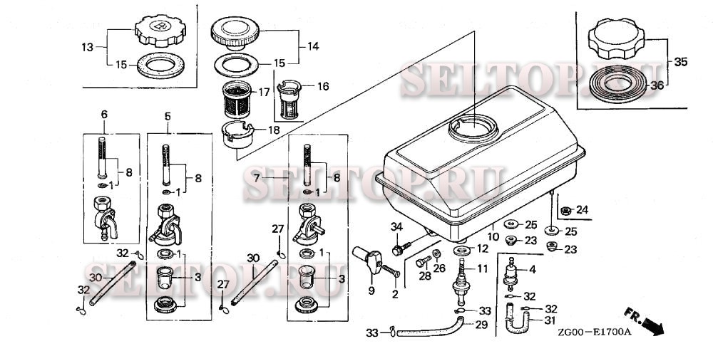 Топливный бак (1) для Honda G100K2 QD