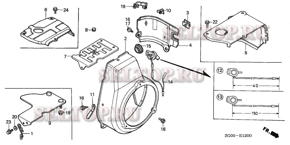Кожух вентилятора (1) для Honda G100K2 WD12