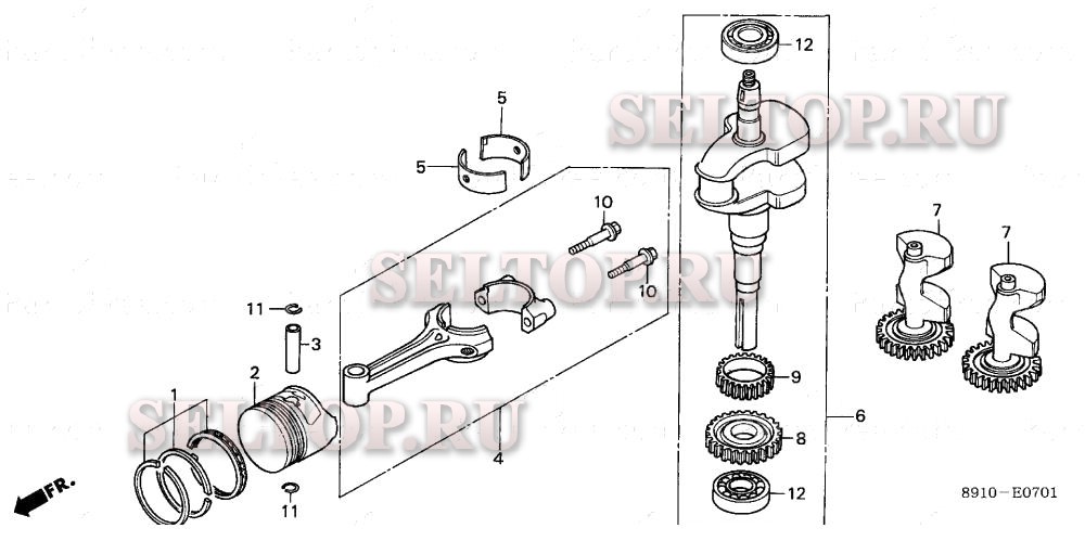 Коленвал, поршень (gv400k1) для Honda GV400K1 BDJJ