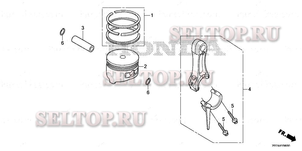 Поршень, шатун для Honda EB2000I A