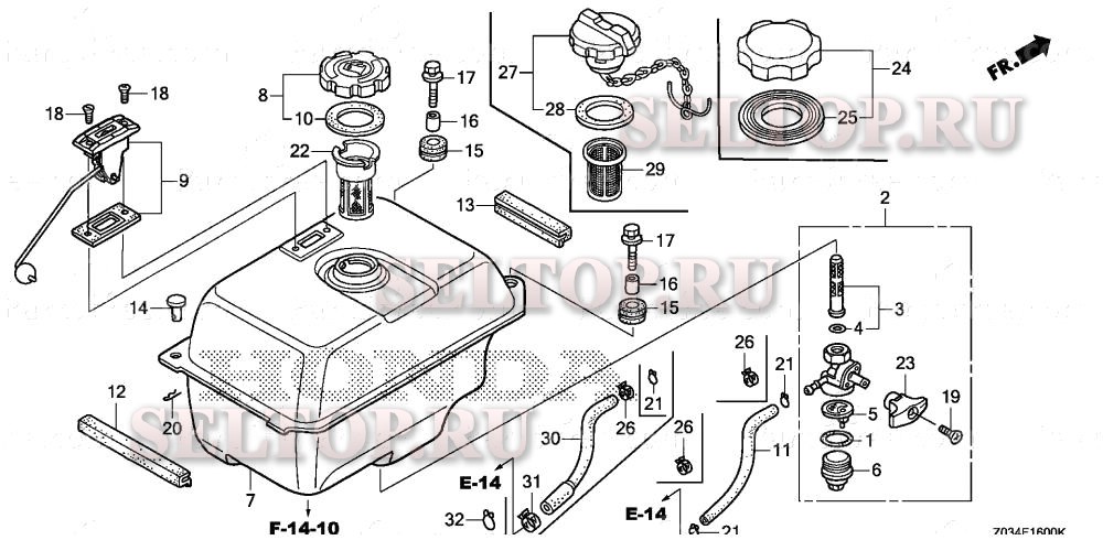 Топливный бак, топливный фильтр для Honda EB2500C AG