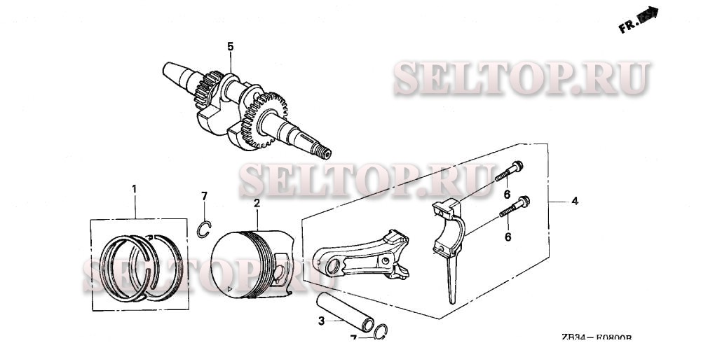 Поршень, коленвал для Honda EB2500XK1 AG/D