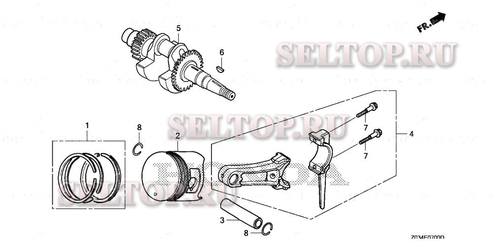 Коленвал, поршень для Honda EB3000CK1 AG