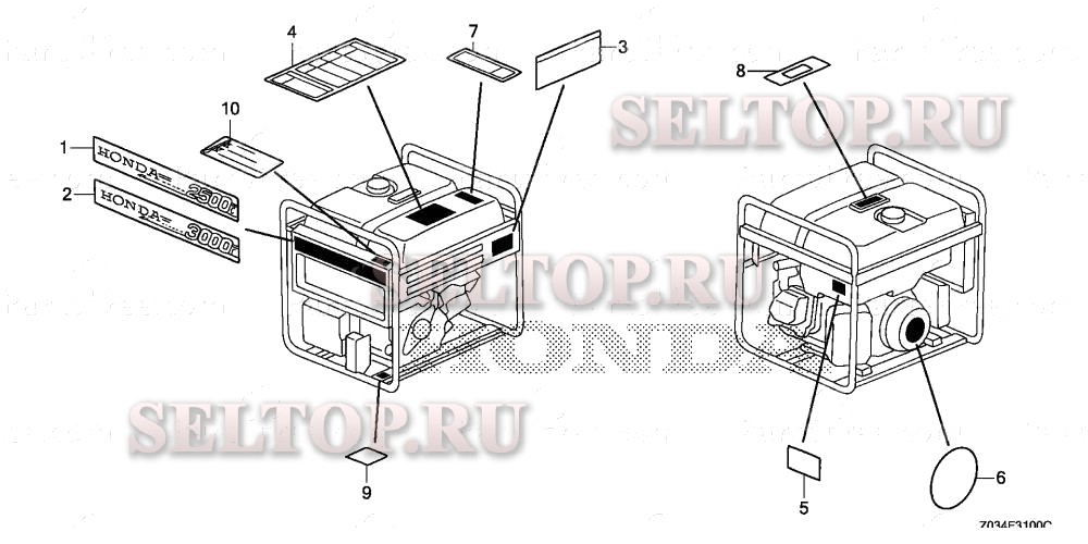 Этикетки для Honda EB3000CK1 AN