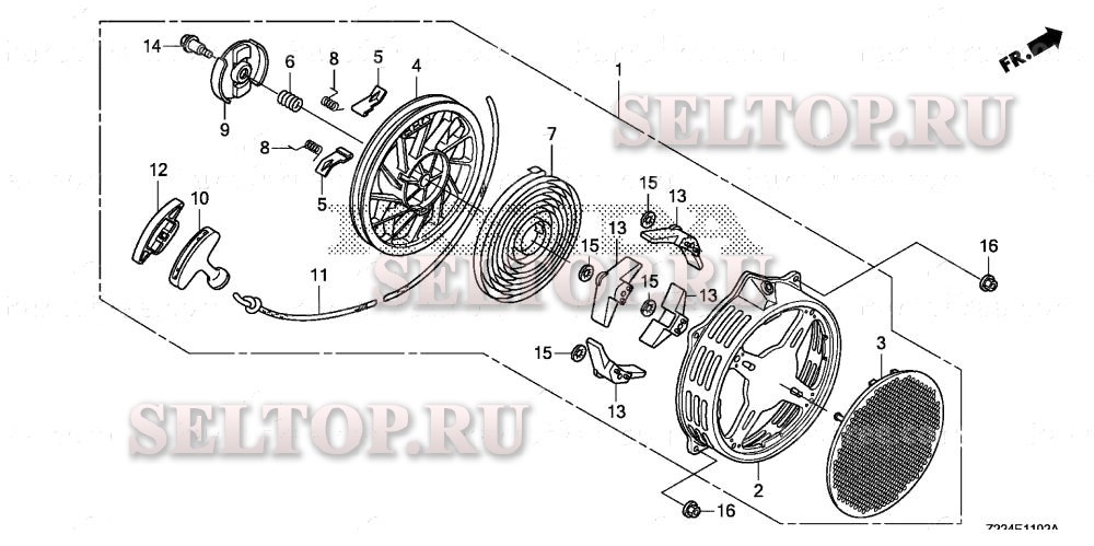 Ручной стартер (3) для Honda EB4000X AT
