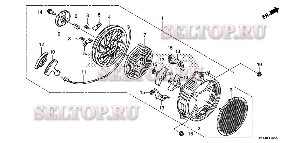 Ручной стартер (3) для Honda EB4000X AT1