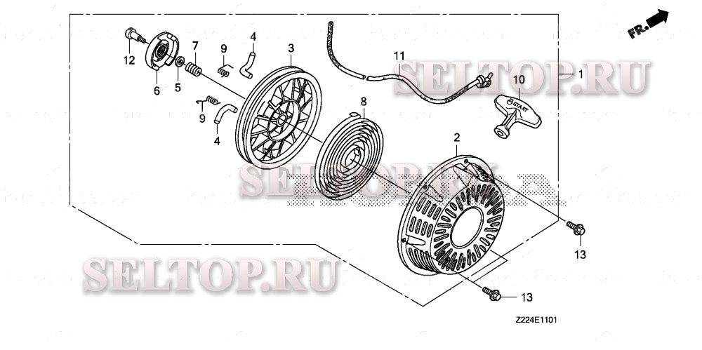 Ручной стартер (2) для Honda EB6500X AH