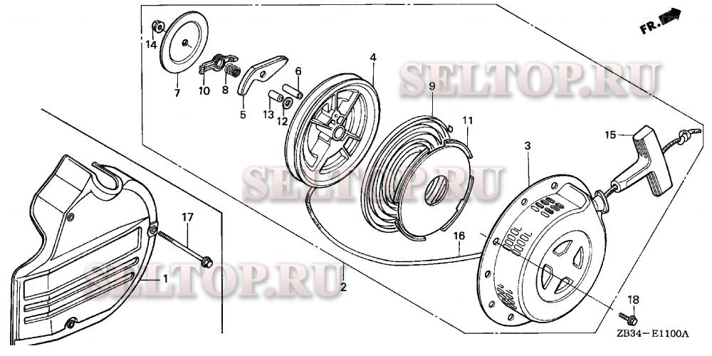 Ручной стартер (1) для Honda EM1800X A